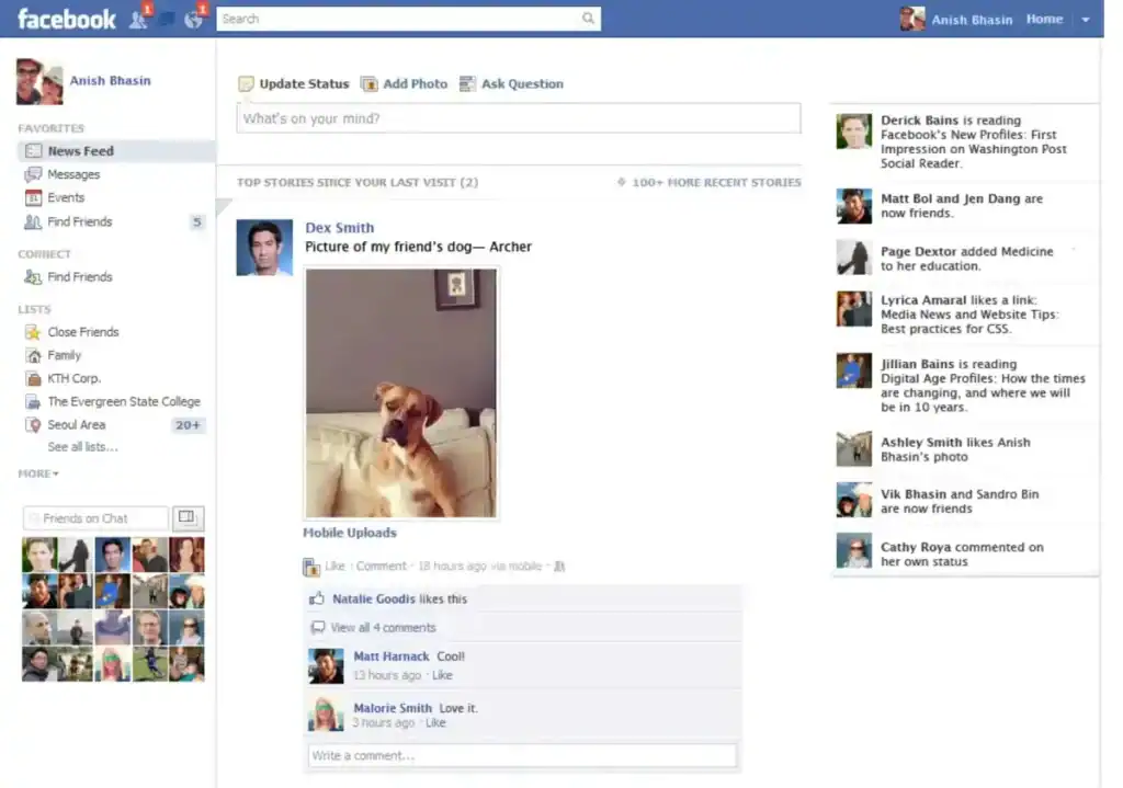 Facebook før i tiden