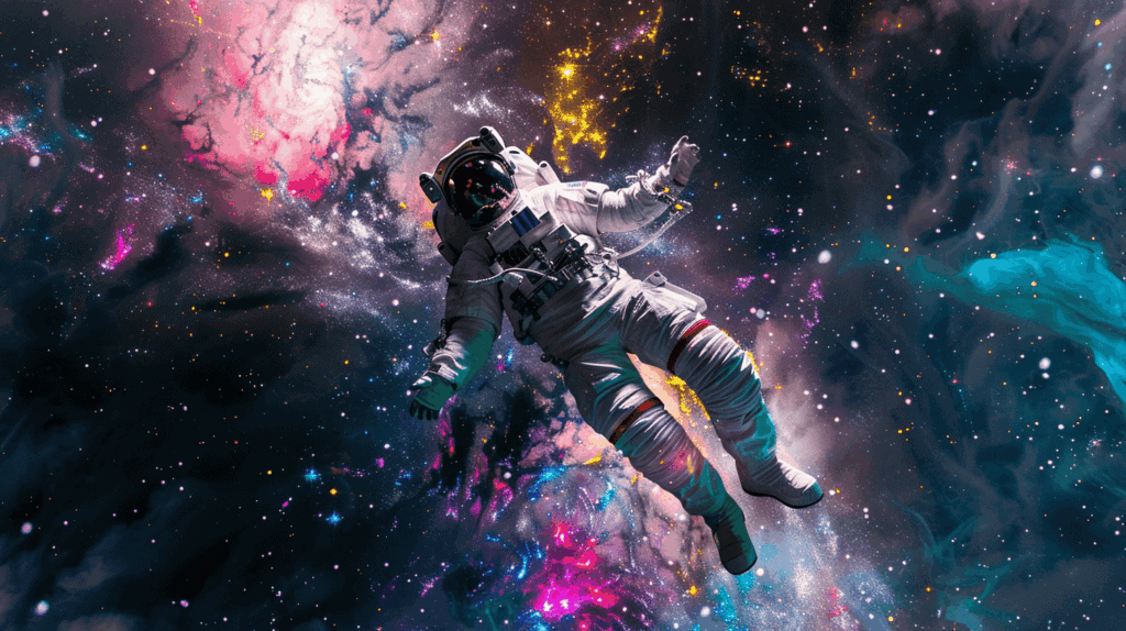 En astronaut, der svæver i rummet