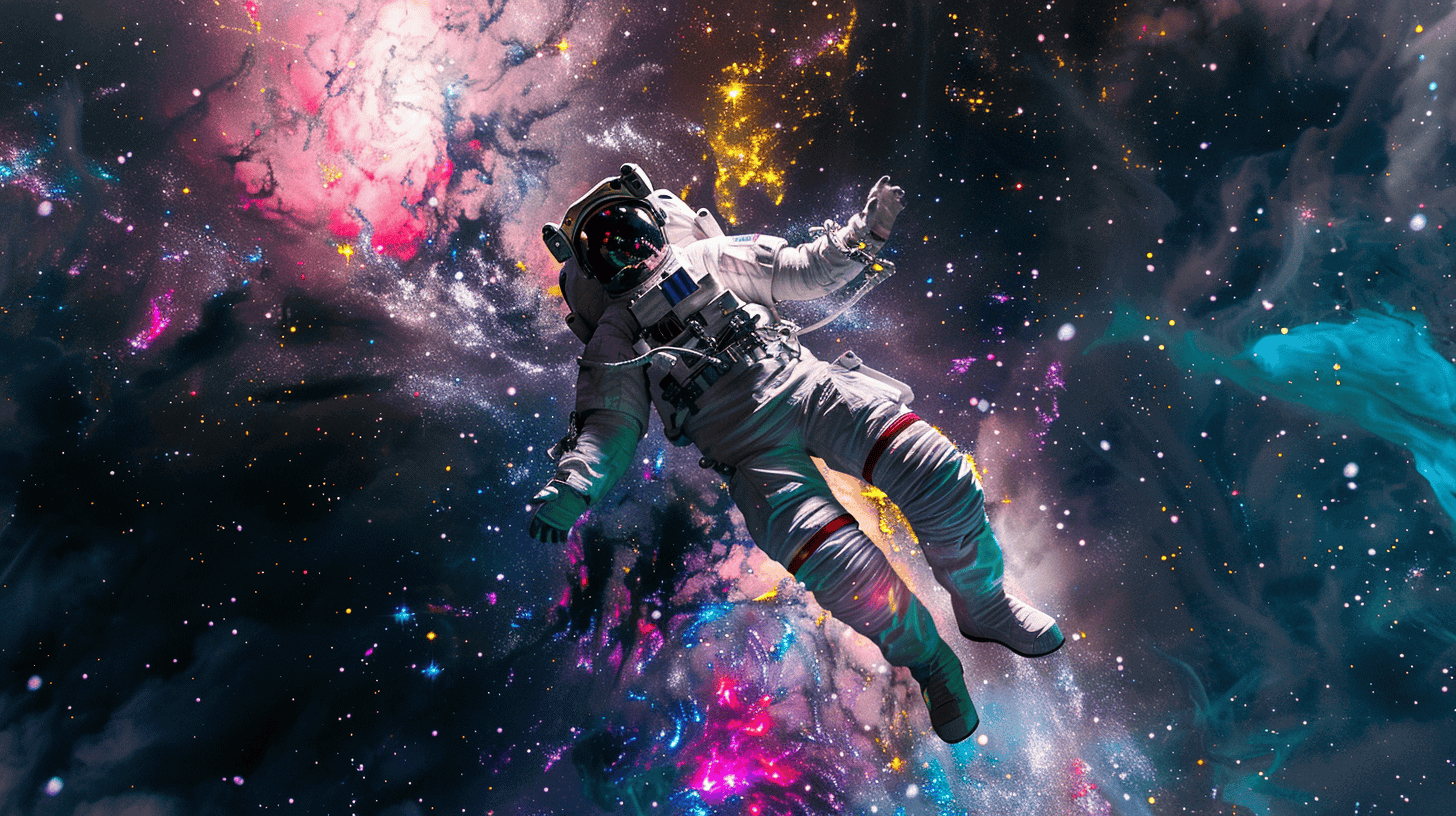 En astronaut, der svæver i rummet